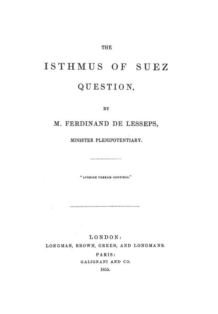 The Isthmus of Suez Question