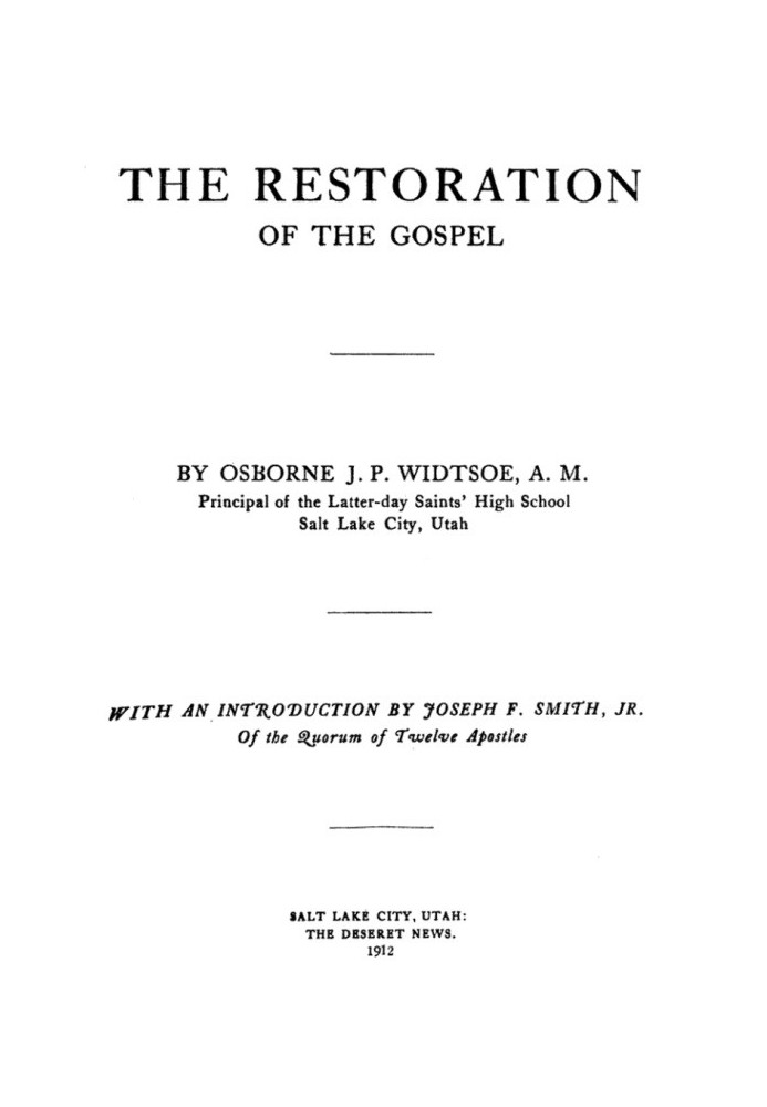 The Restoration of the Gospel