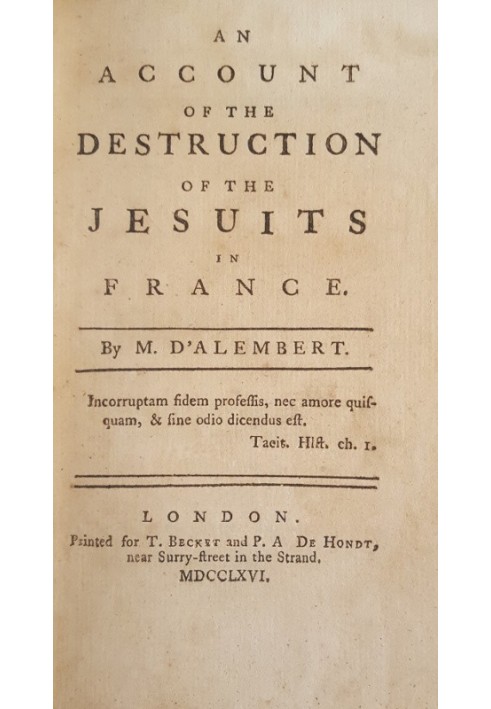 An Account of the Destruction of the Jesuits in France