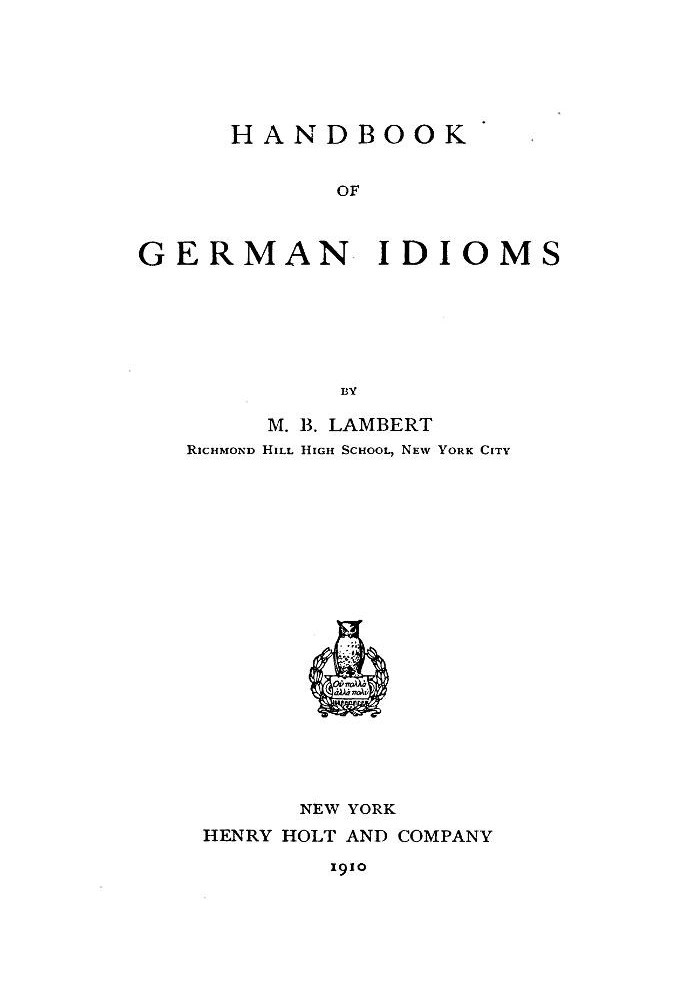 Handbook of German Idioms