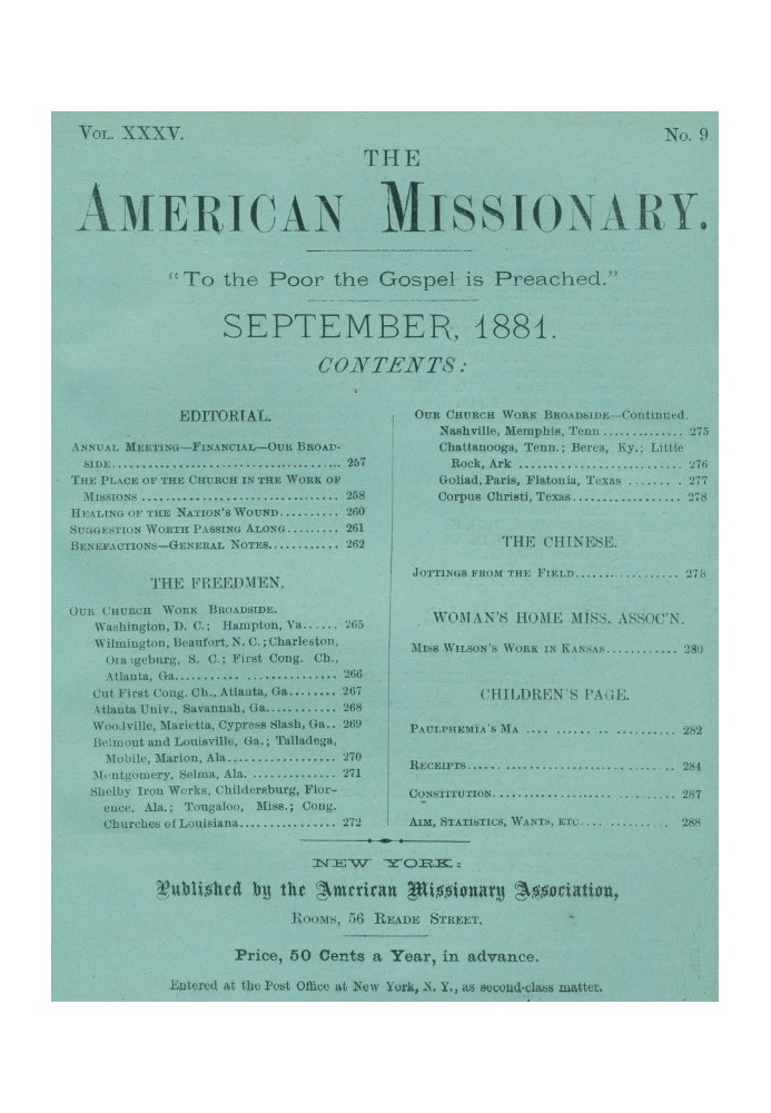 Американский миссионер - Том 35, № 9, сентябрь 1881 г.