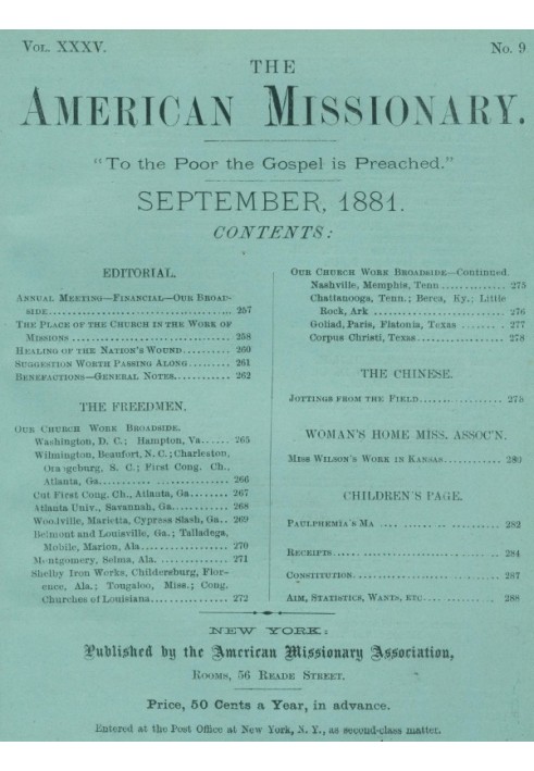 Американский миссионер - Том 35, № 9, сентябрь 1881 г.