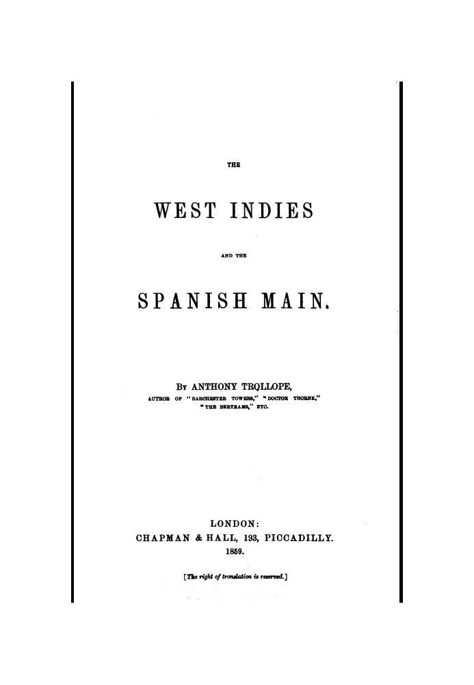 The West Indies and the Spanish Main