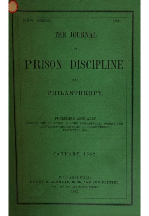 Журнал тюремной дисциплины и филантропии, январь 1862 г.