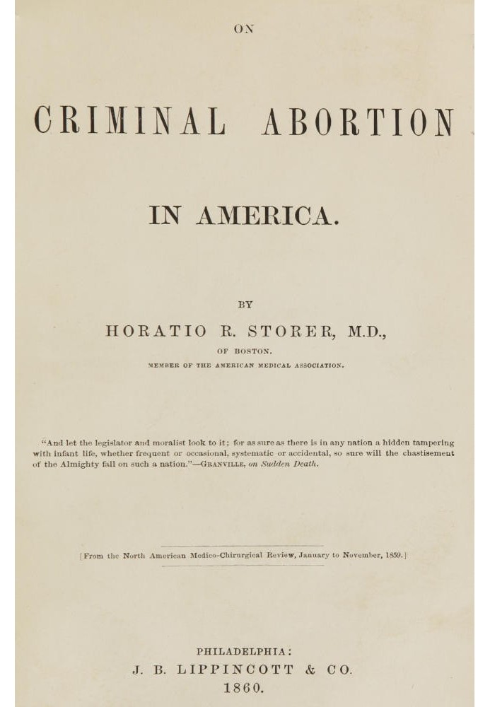 On criminal abortion in America