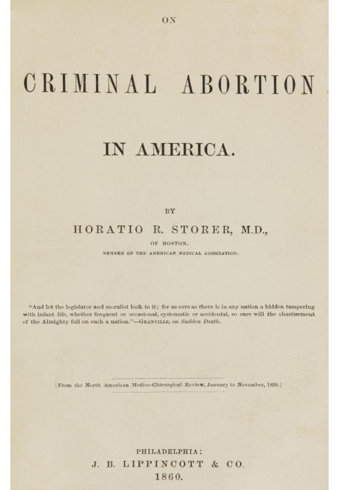 On criminal abortion in America