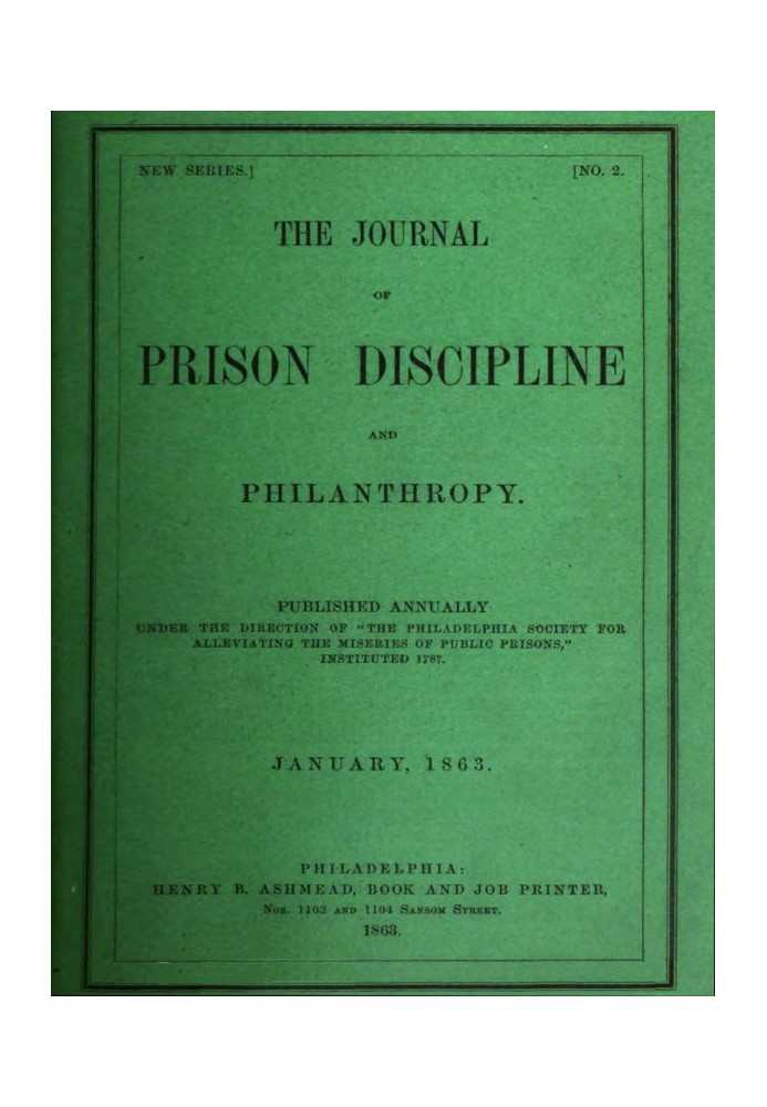 Журнал тюремной дисциплины и филантропии, январь 1863 г.