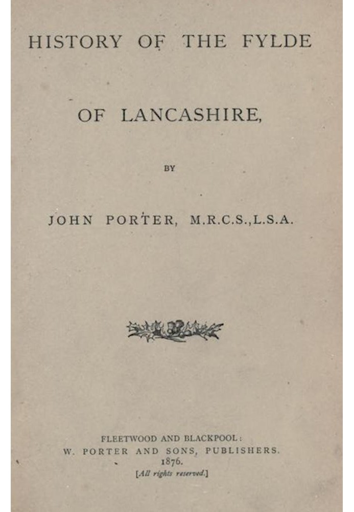 History of the Fylde of Lancashire