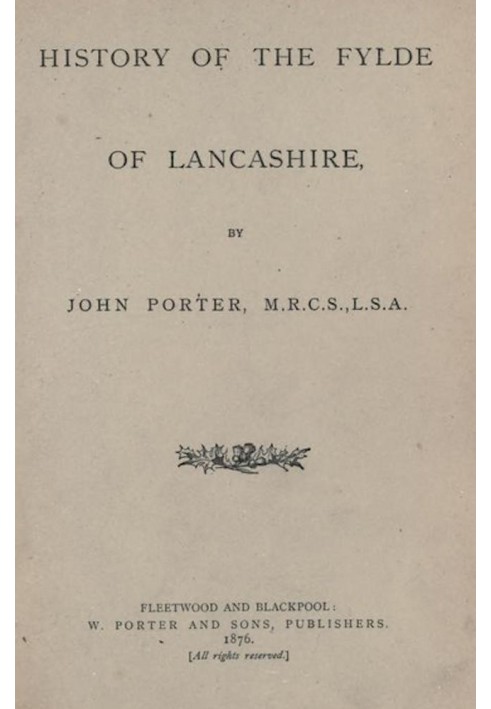 History of the Fylde of Lancashire