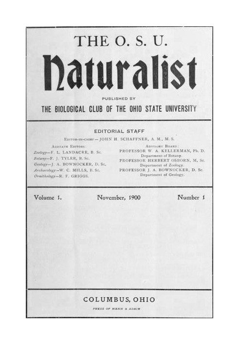 The O. S. U. Naturalist, Vol. 1, No. 1, November, 1900