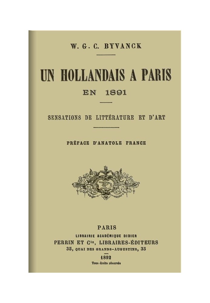 A Dutchman in Paris in 1891: Sensations of literature and art