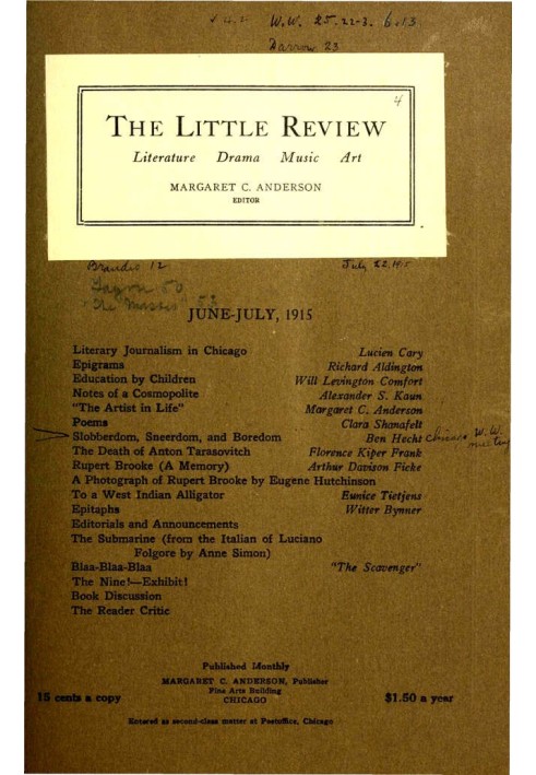 The Little Review, June-July 1915 (Vol. 2, No. 4)