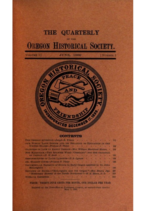 Щоквартальник Орегонського історичного товариства (том I, № 2)