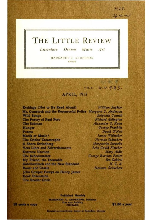 The Little Review, April 1915 (Vol. 2, No. 2)