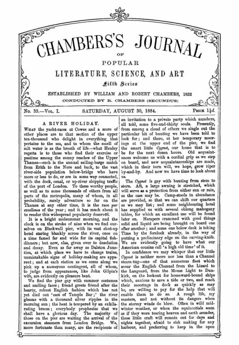 Журнал популярної літератури, науки та мистецтва Чемберса, п’ята серія, № 35, том. I, 30 серпня 1884 року