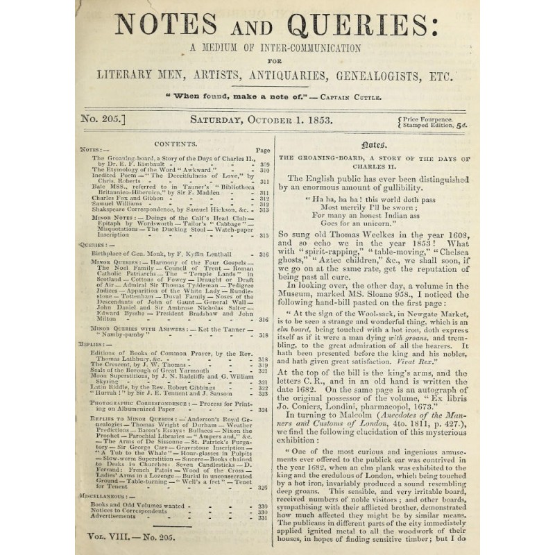 Notes and Queries, Number...