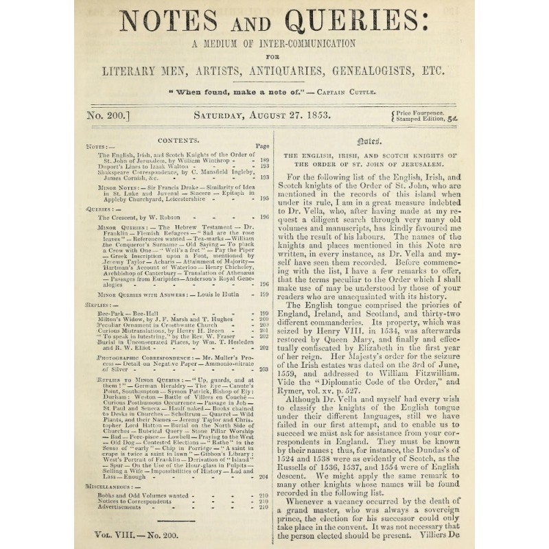 Notes and Queries, Number...