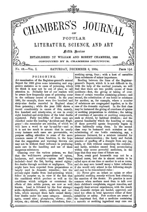 Chambers's Journal of Popular Literature, Science, and Art, Fifth Series, No. 49, Vol. I, December 6, 1884