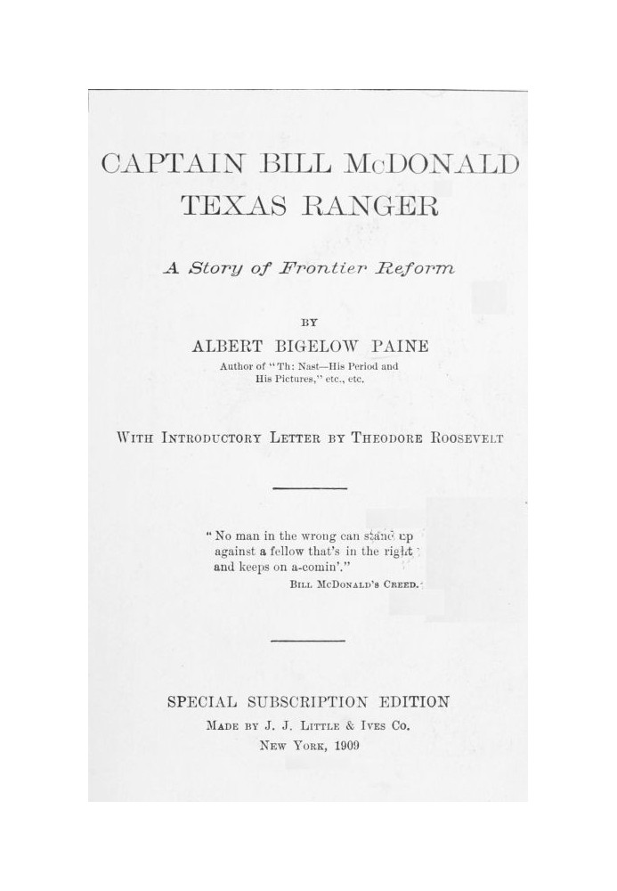 Captain Bill McDonald, Texas Ranger: A Story of Frontier Reform