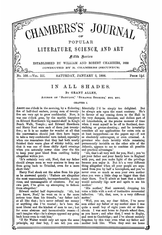 Журнал популярной литературы, науки и искусства Чемберса, пятая серия, № 105, том. III, 2 января 1886 г.