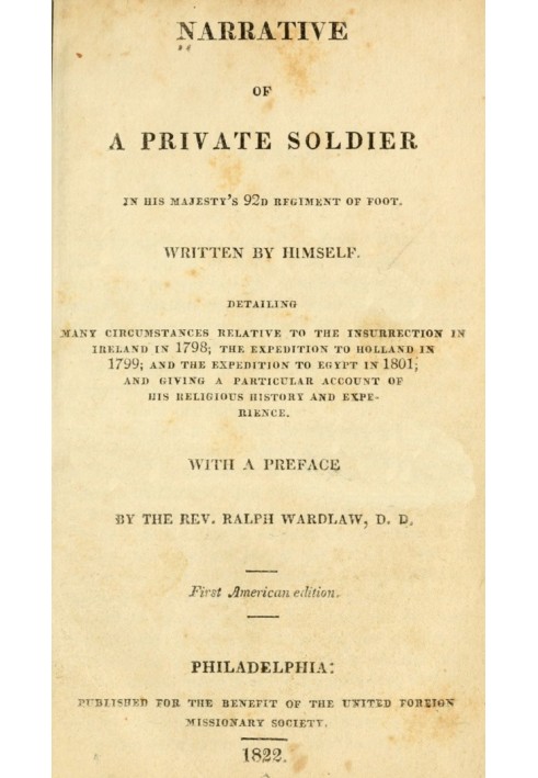 Narrative of a Private Soldier in His Majesty's 92d Regiment of Foot