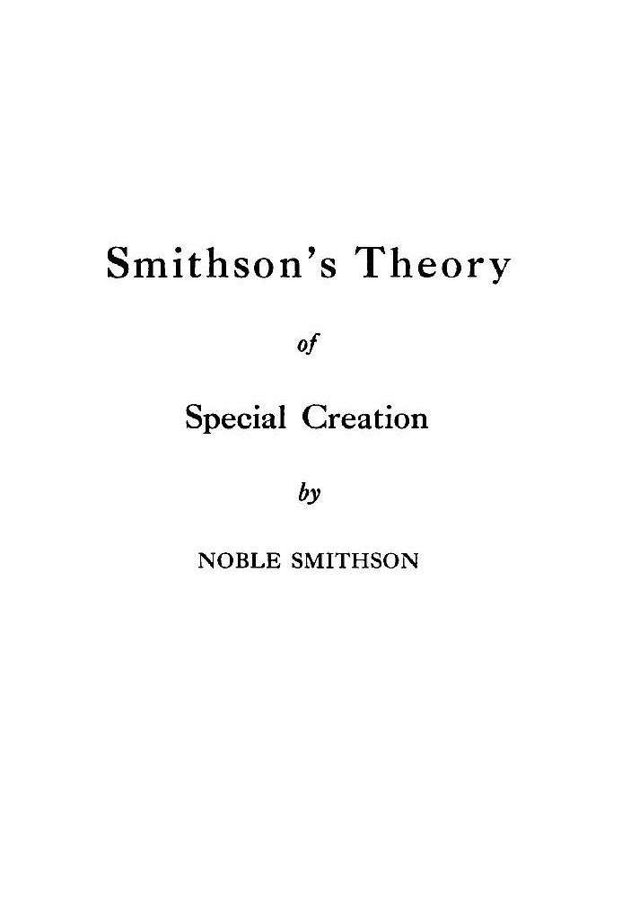 Smithson's Theory of Special Creation