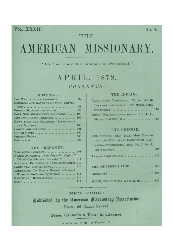 Американський місіонер — том 32, № 04, квітень 1878 р