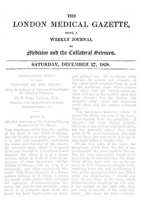 The London Medical Gazette; December 27, 1828 Being a Weekly Journal of Medicine and the Collateral Sciences