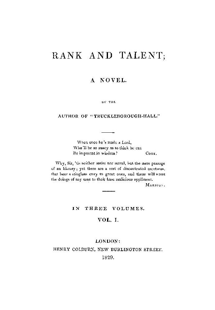 Rank and Talent; A Novel, Vol. 1 (of 3)