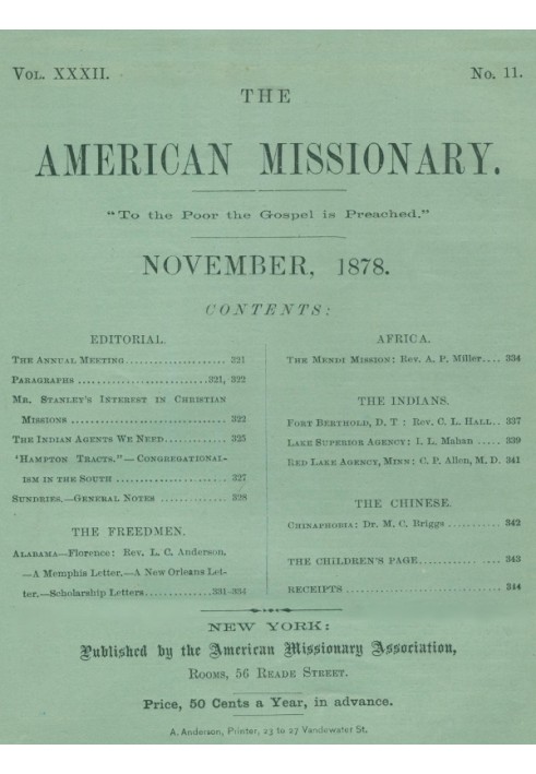 The American Missionary — Volume 32, No. 11, November, 1878