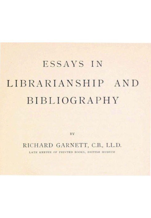 Essays in Librarianship and Bibliography