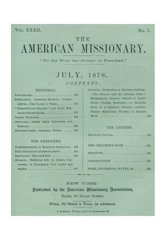 Американський місіонер — том 32, № 07, липень 1878 р