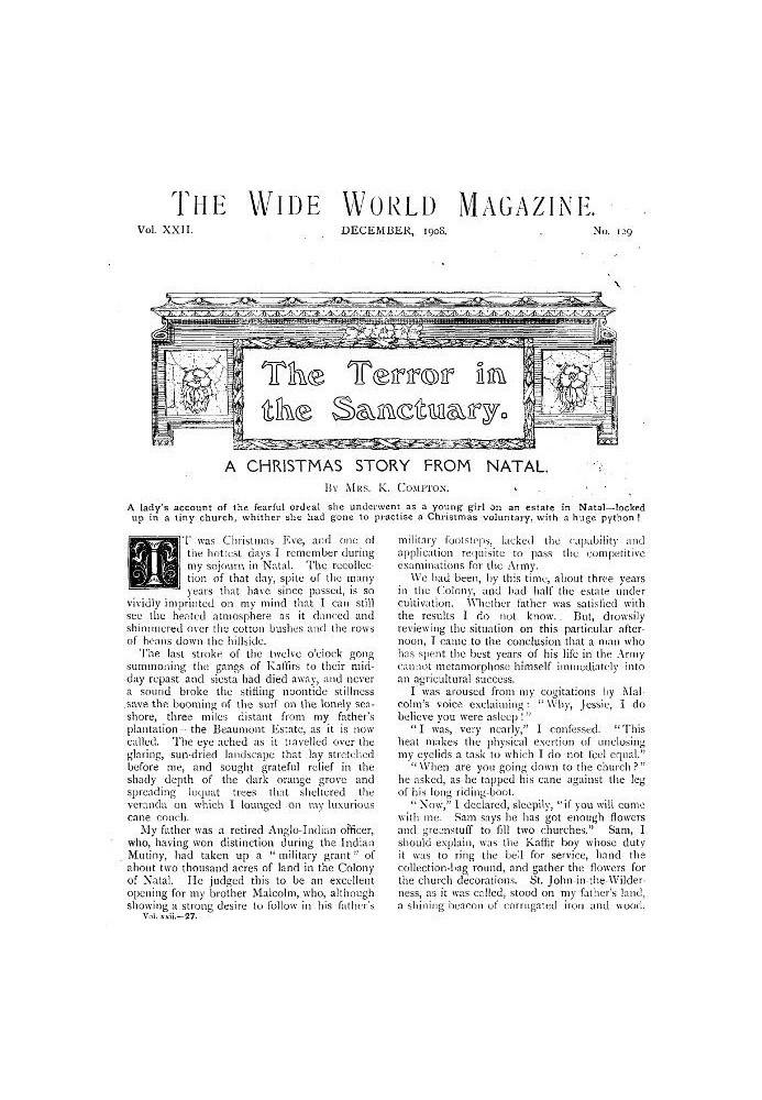 Журнал Wide World, Vol. 22, № 129, декабрь 1908 г.