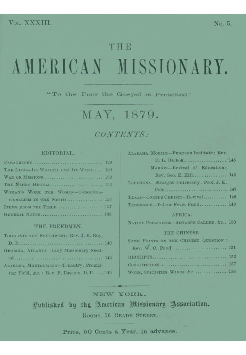 Американський місіонер — том 33, № 05, травень 1879 р