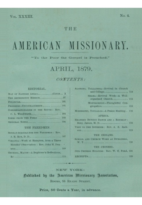 Американський місіонер — том 33, № 04, квітень 1879 р