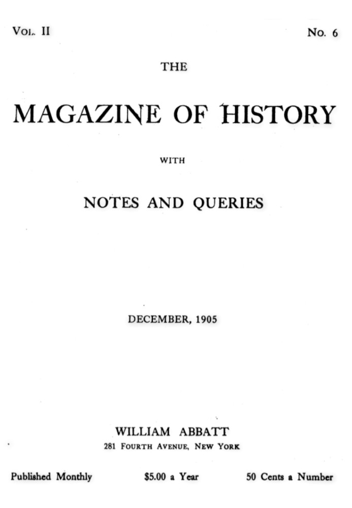 Журнал історії з примітками і запитами, вип. II, № 6, грудень 1905 р