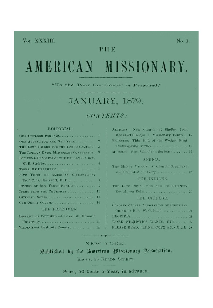 Американский миссионер - Том 33, № 01, январь 1879 г.