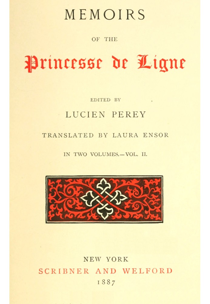 Memoirs of the Princesse de Ligne, Vol. 2 (of 2)