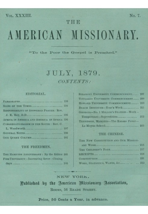 The American Missionary — Volume 33, No. 07, July, 1879