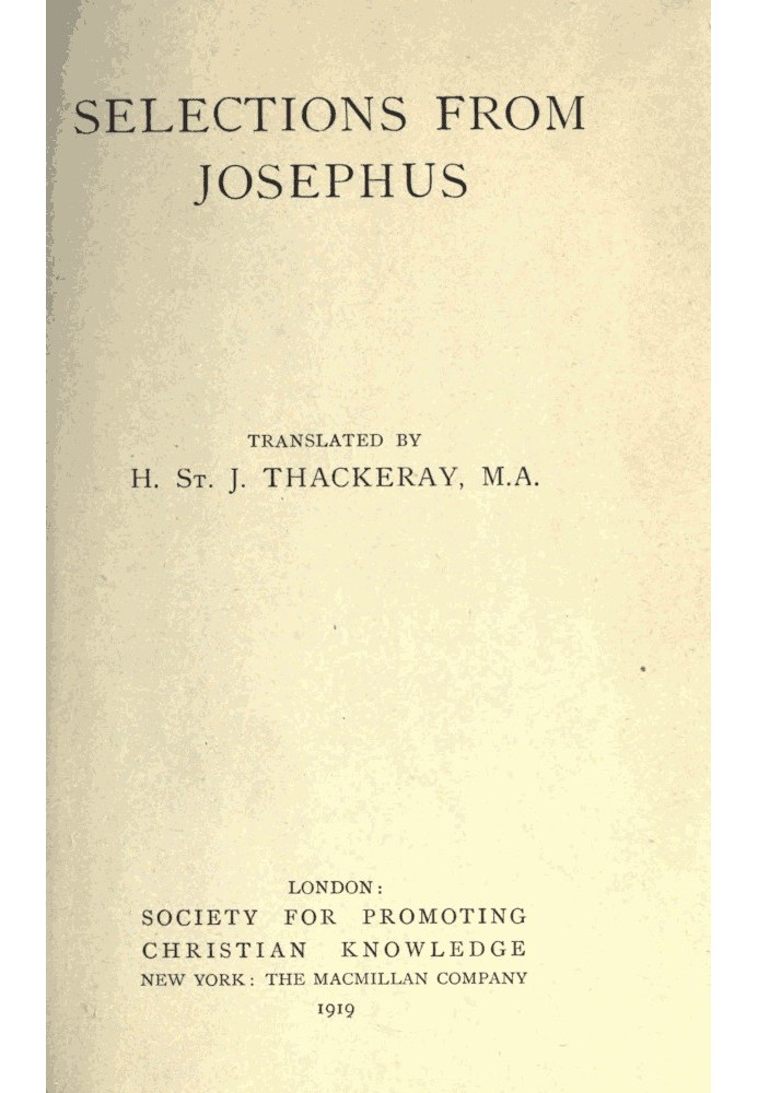 Selections From Josephus