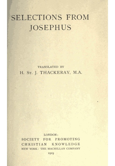 Selections From Josephus