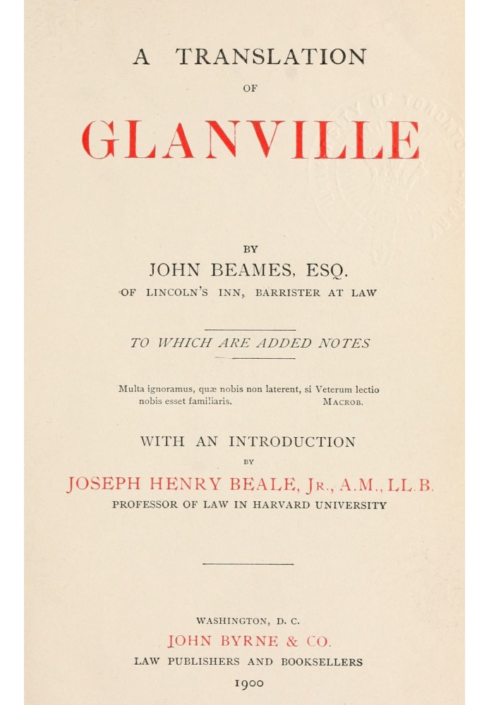 A translation of Glanville