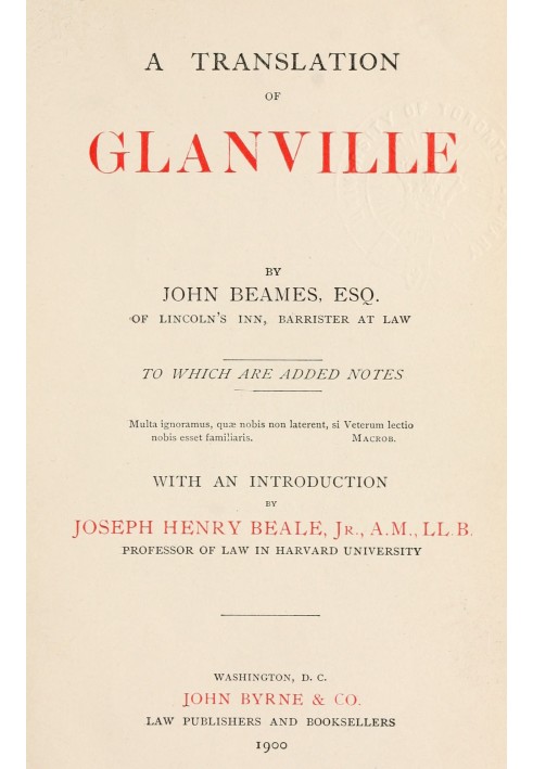 A translation of Glanville