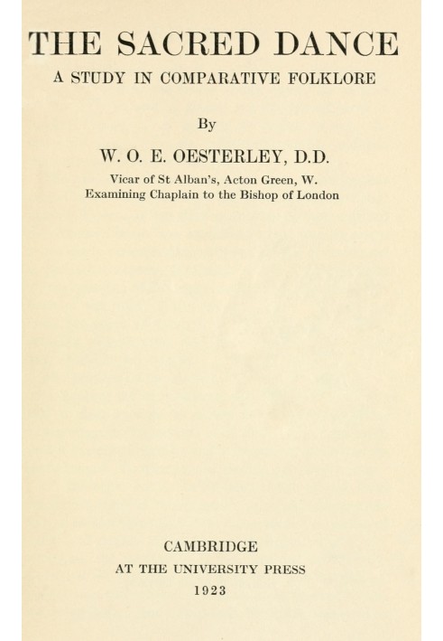 The sacred dance : $b A study in comparative folklore