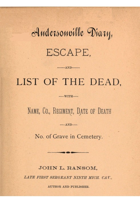 Andersonville diary : $b escape, and list of the dead, with name, co., regiment, date of death and no. of grave in cemetery