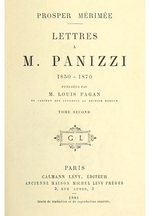 Letters to Mr. Panizzi, volume II