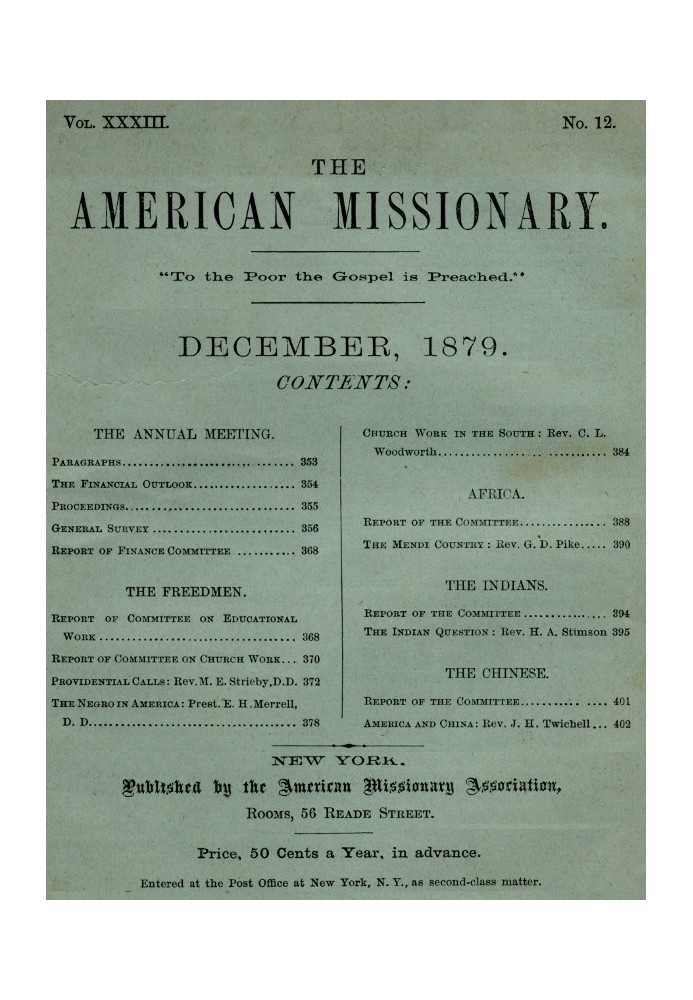 Американский миссионер - Том 33, № 12, декабрь 1879 г.