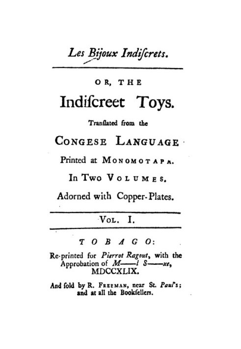 Les Bijoux Indiscrets, or, The Indiscreet Toys