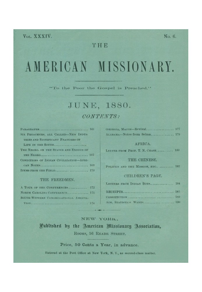 The American Missionary — Volume 34, No. 06, June, 1880