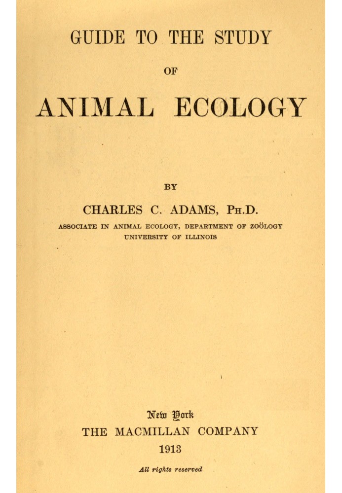 Guide to the study of animal ecology